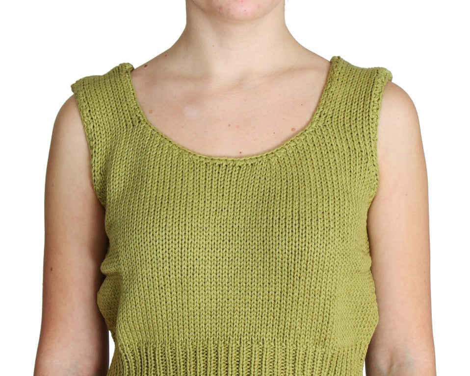 Pull sans manches tricoté en coton mélangé vert