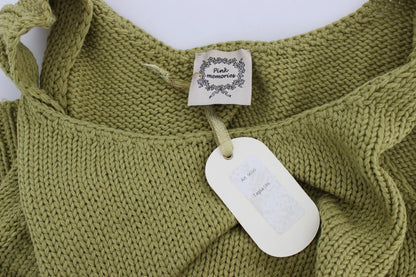 Grüner, ärmelloser Strickpullover aus Baumwollmischung