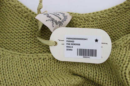 Maglione senza maniche lavorato a maglia in misto cotone verde