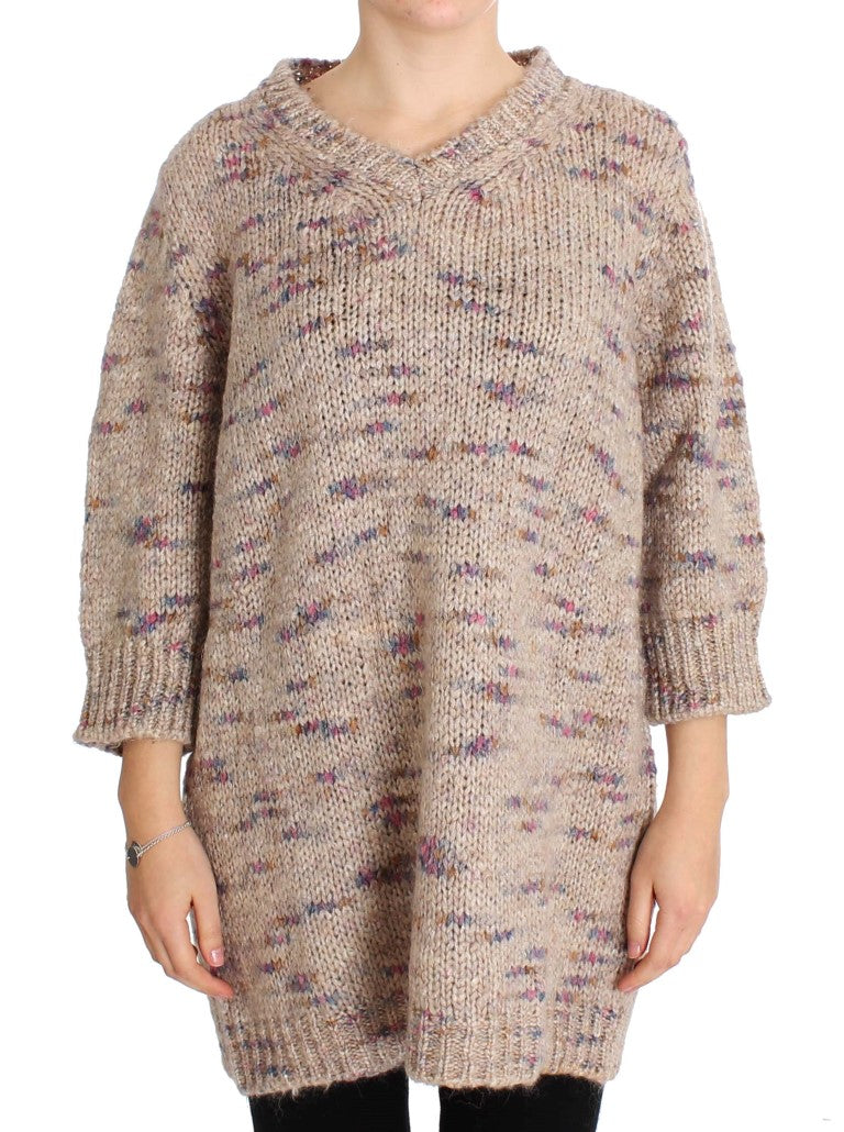 Pull surdimensionné en laine mélangée beige