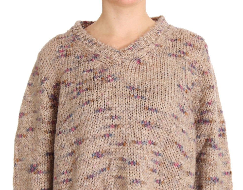 Pull surdimensionné en laine mélangée beige