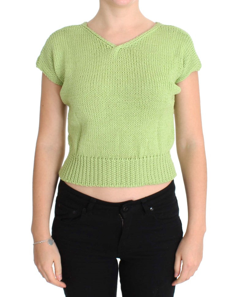 Maglione lavorato a maglia in misto cotone verde