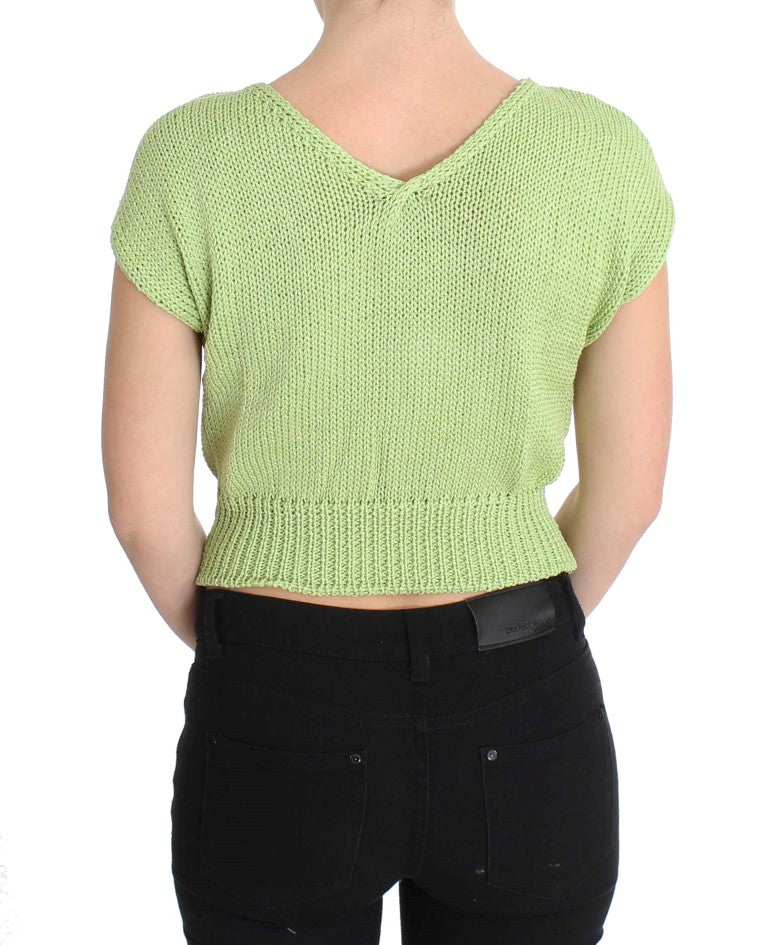 Maglione lavorato a maglia in misto cotone verde