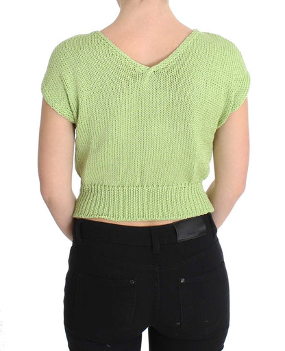 Pull tricoté en coton mélangé vert