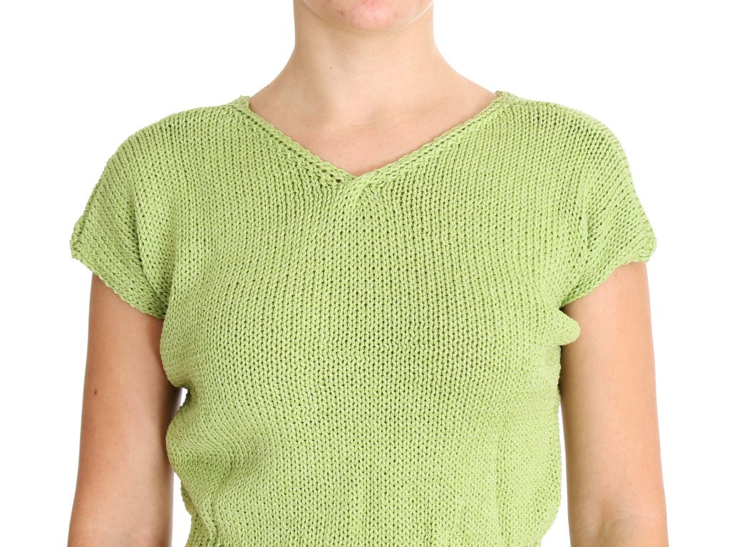 Pull tricoté en coton mélangé vert