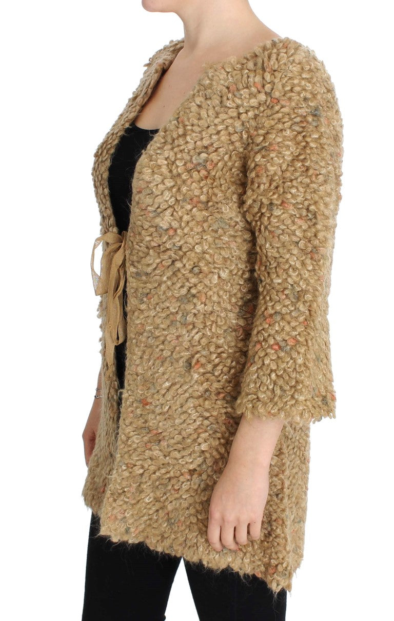 Maglione a mantella in misto lana beige