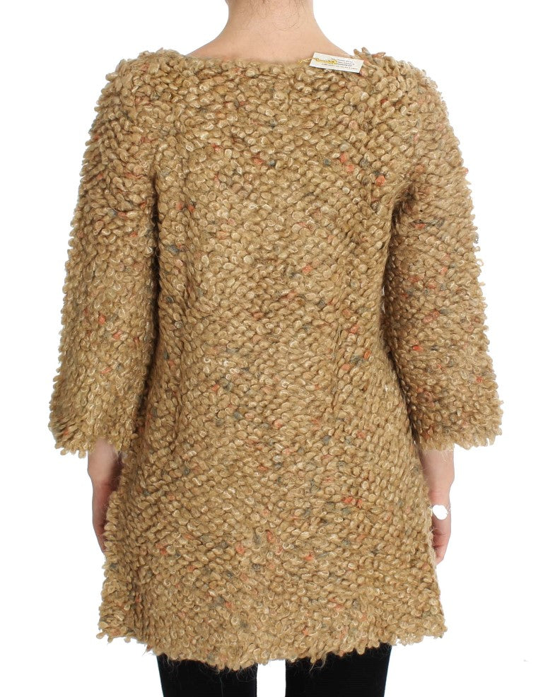 Maglione a mantella in misto lana beige