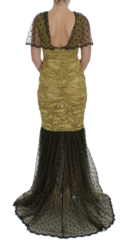 Robe Ricamo en dentelle florale jaune et noire