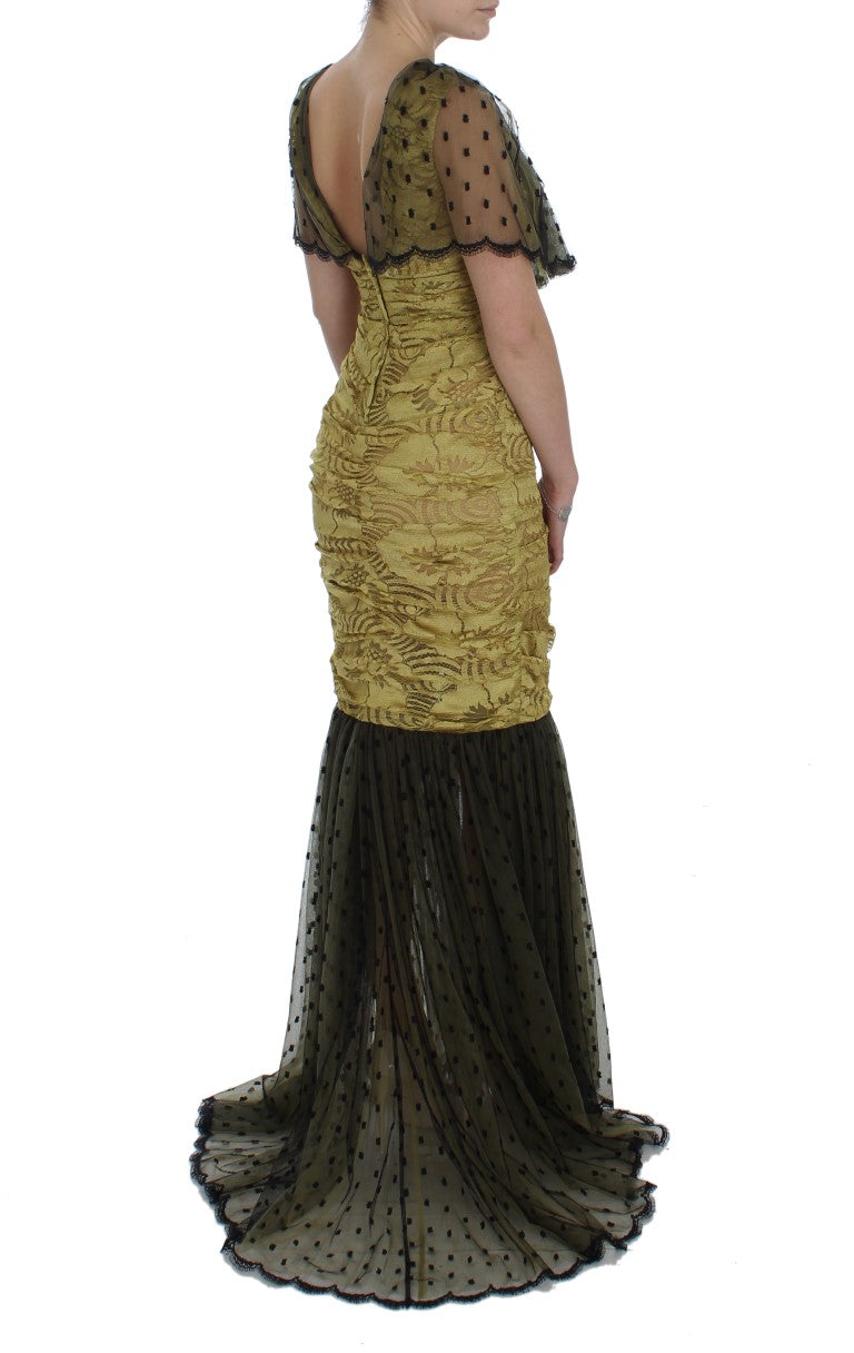 Robe Ricamo en dentelle florale jaune et noire