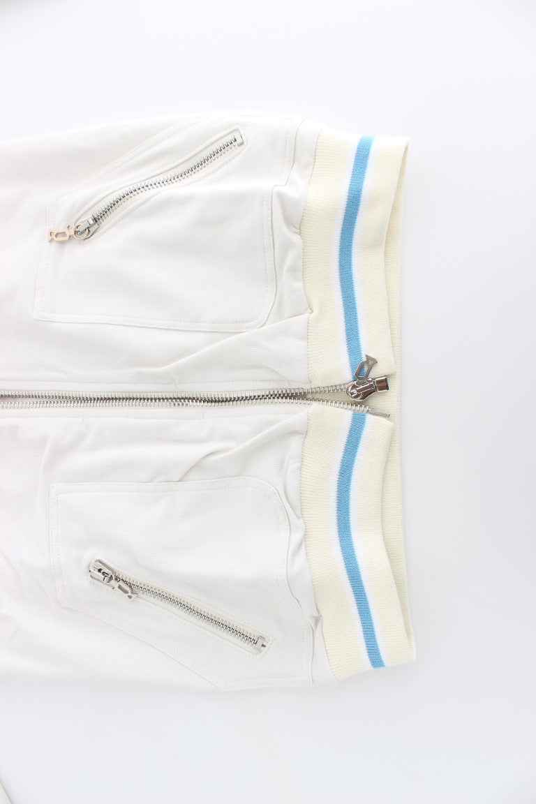 John Galliano Elegant White Zip Cardigan