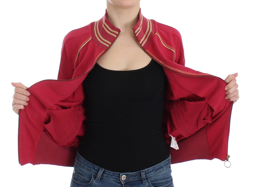 Maglione felpa con cardigan con zip finta rosa