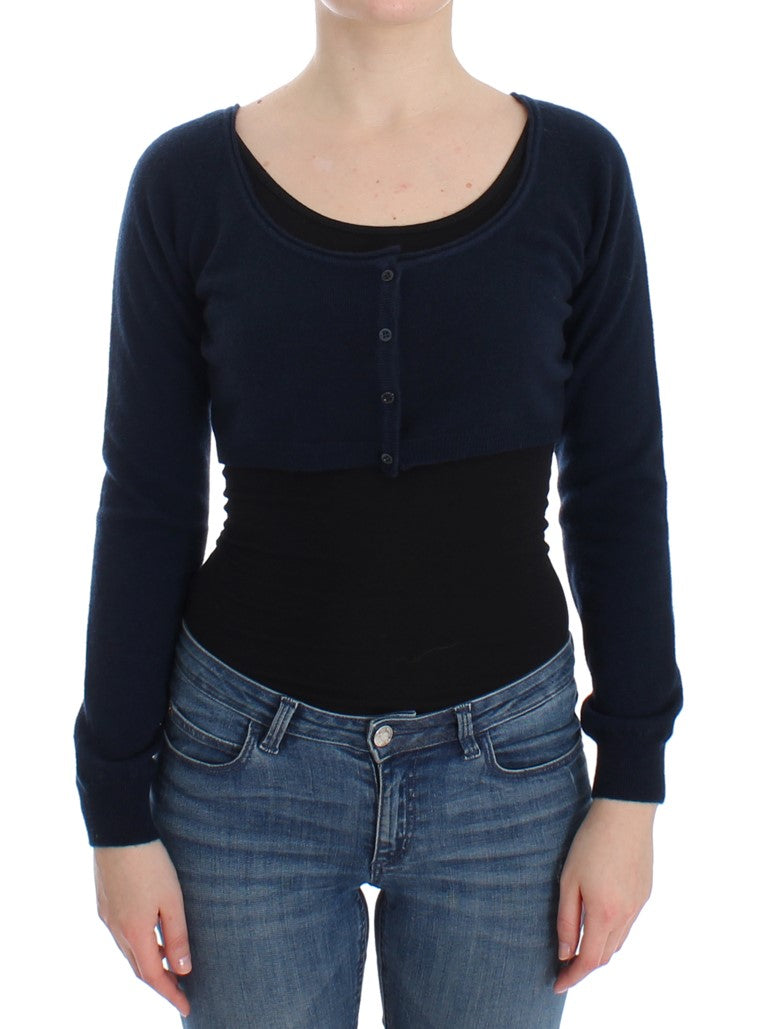 Pull cardigan en cachemire bleu