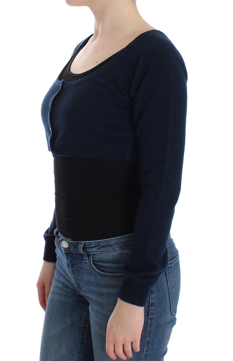 Maglione cardigan in cashmere blu