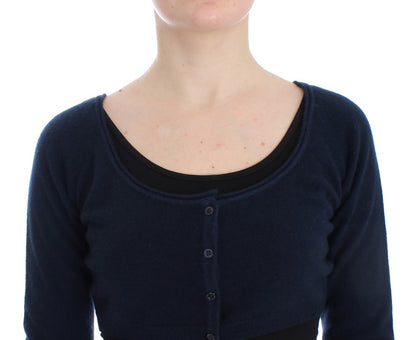 Maglione cardigan in cashmere blu