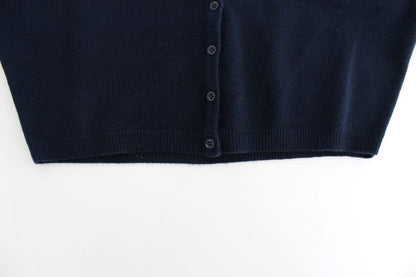 Maglione cardigan in cashmere blu