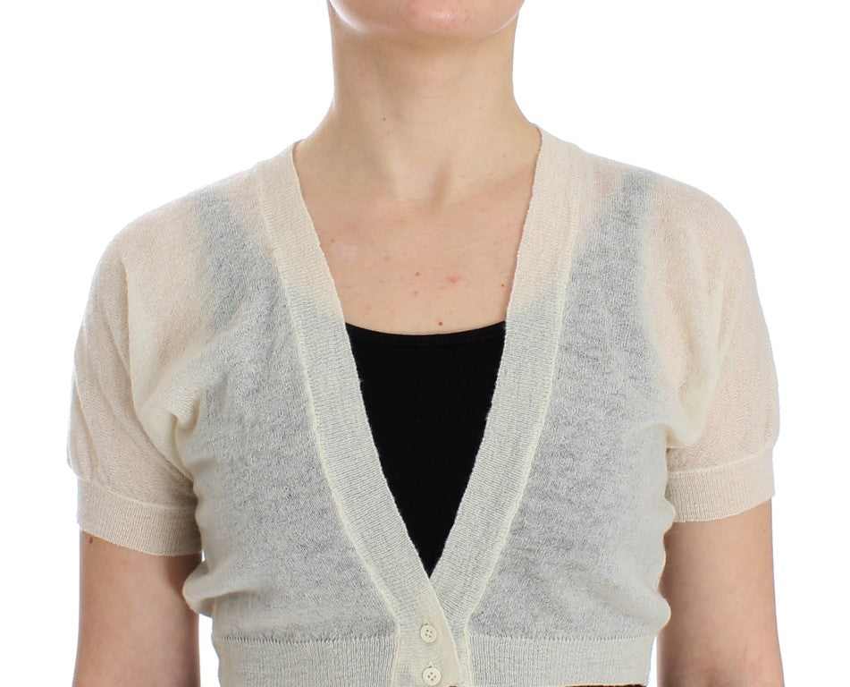 Pull cardigan en laine blanc