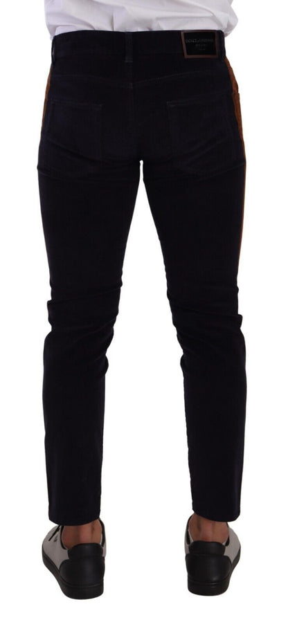 Blaue Skinny-Cordjeans aus Baumwollstretch