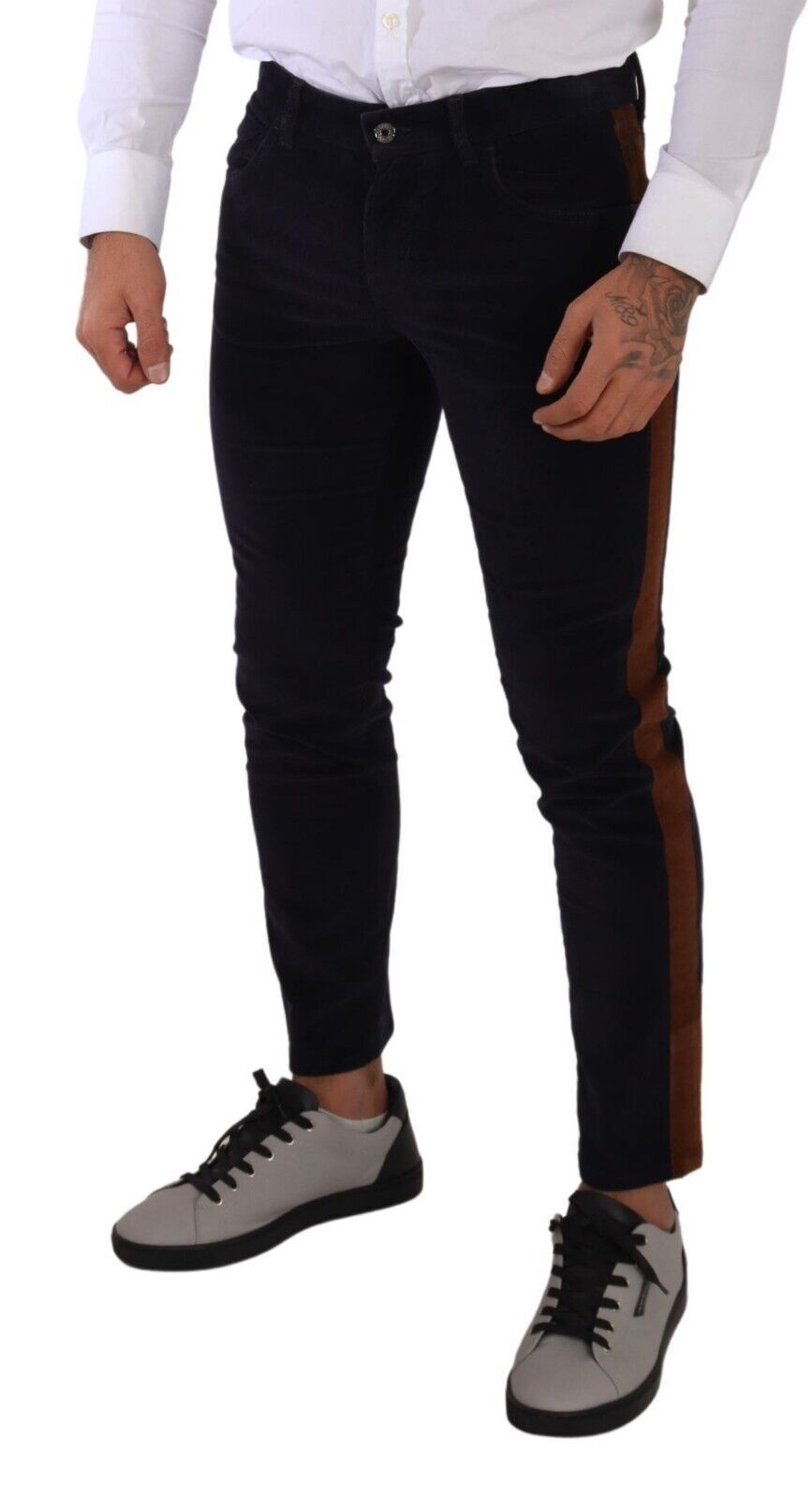 Blaue Skinny-Cordjeans aus Baumwollstretch