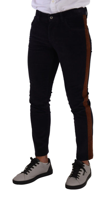 Blaue Skinny-Cordjeans aus Baumwollstretch