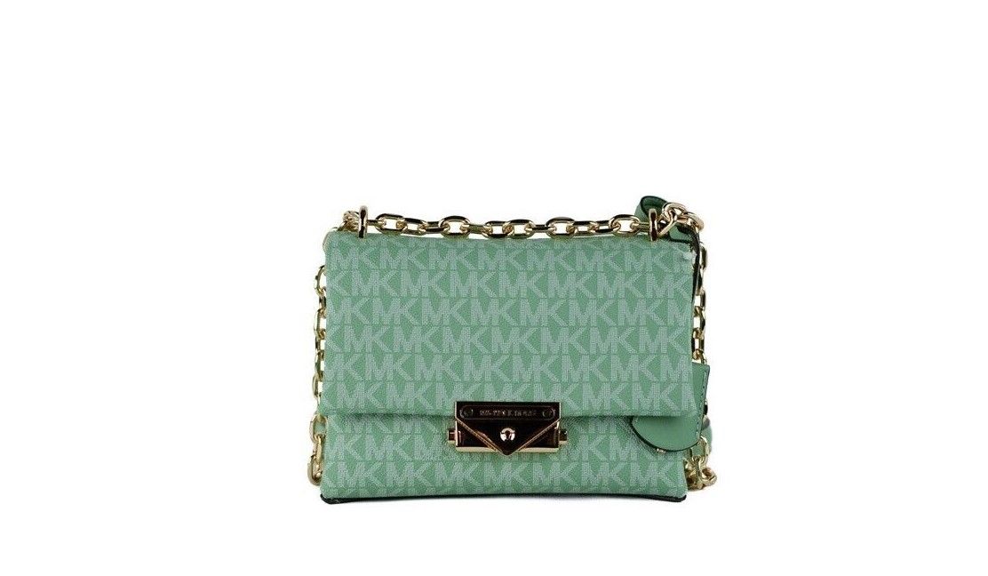 Cece Small Sea Green Signature PVC Convertible Flap Umhängetasche