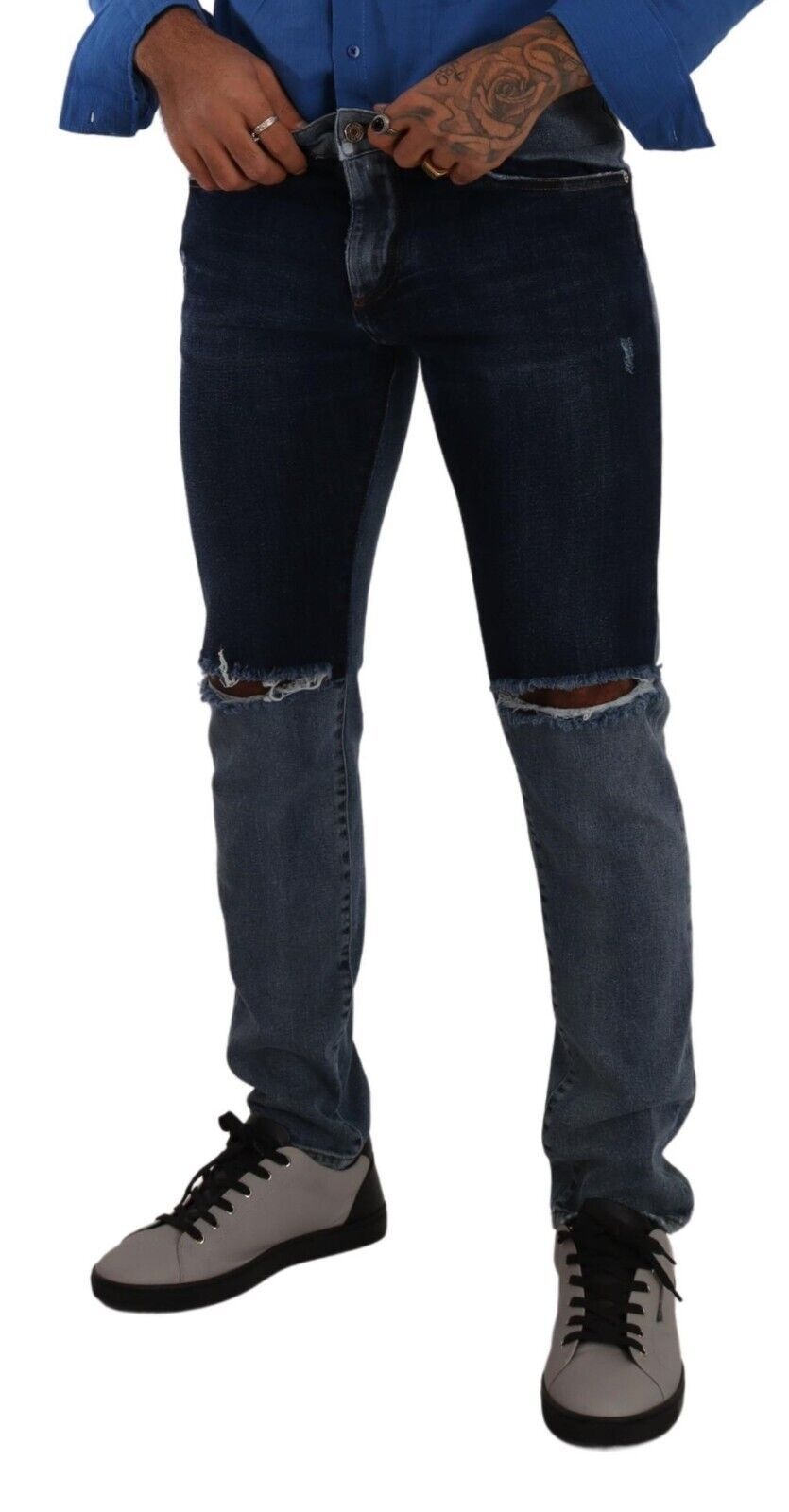 Dolce & Gabbana Chic Slim Fit Tattered Denim