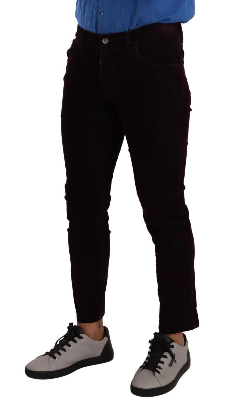 Jeans skinny in denim stretch di cotone bordeaux