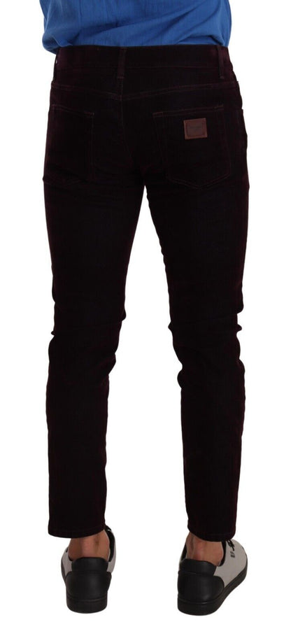 Jeans skinny in denim stretch di cotone bordeaux