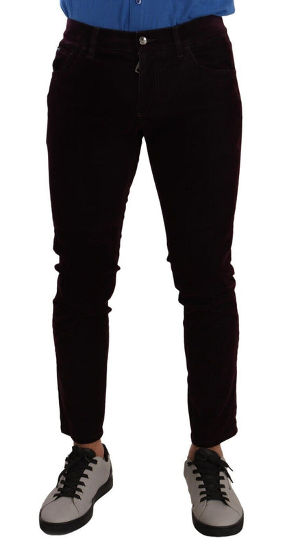 Jeans skinny in denim stretch di cotone bordeaux