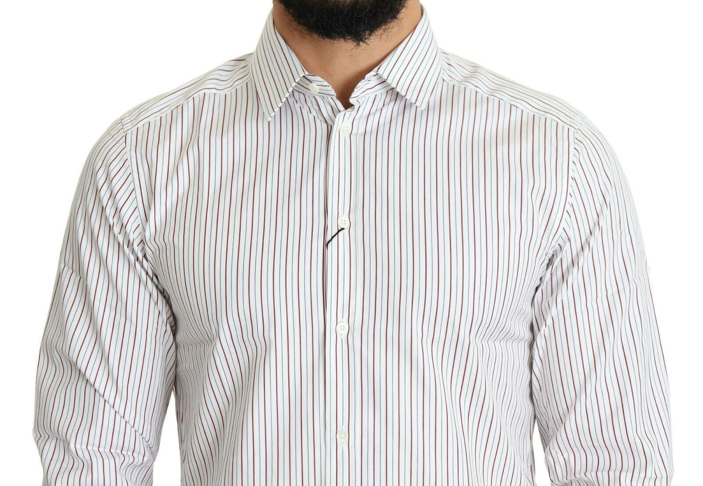 Dolce & Gabbana Elegant White Striped Cotton Dress Shirt