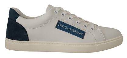 Sneakers basse in pelle bianca blu