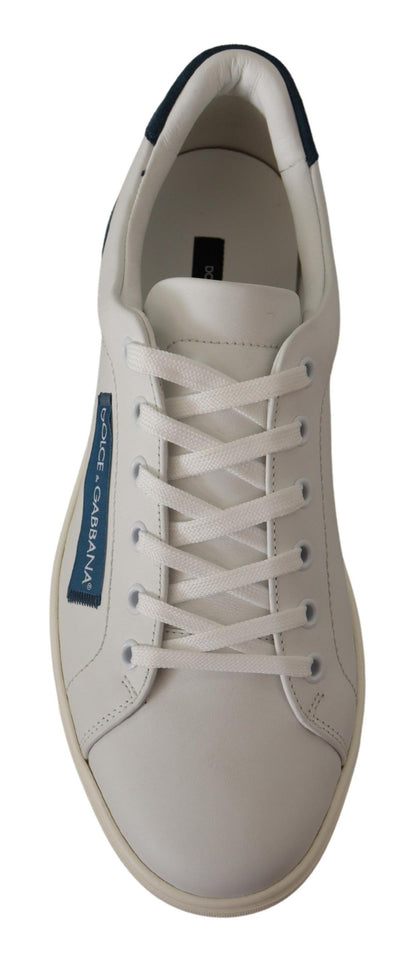 Sneakers basse in pelle bianca blu