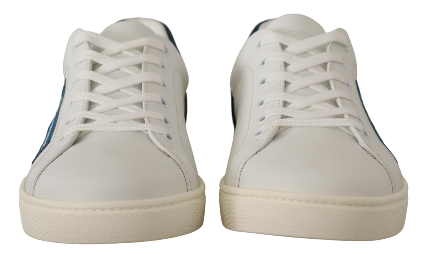 Sneakers basse in pelle bianca blu