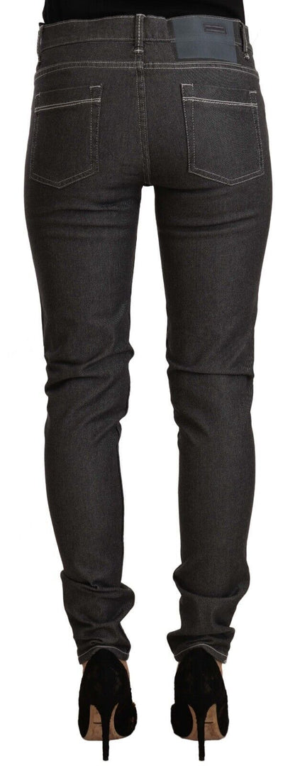 Schwarze Skinny-Denim-Jeans mit niedriger Taille und schmaler Passform