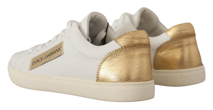 Low-Top-Sneakers aus weißgoldenem Leder