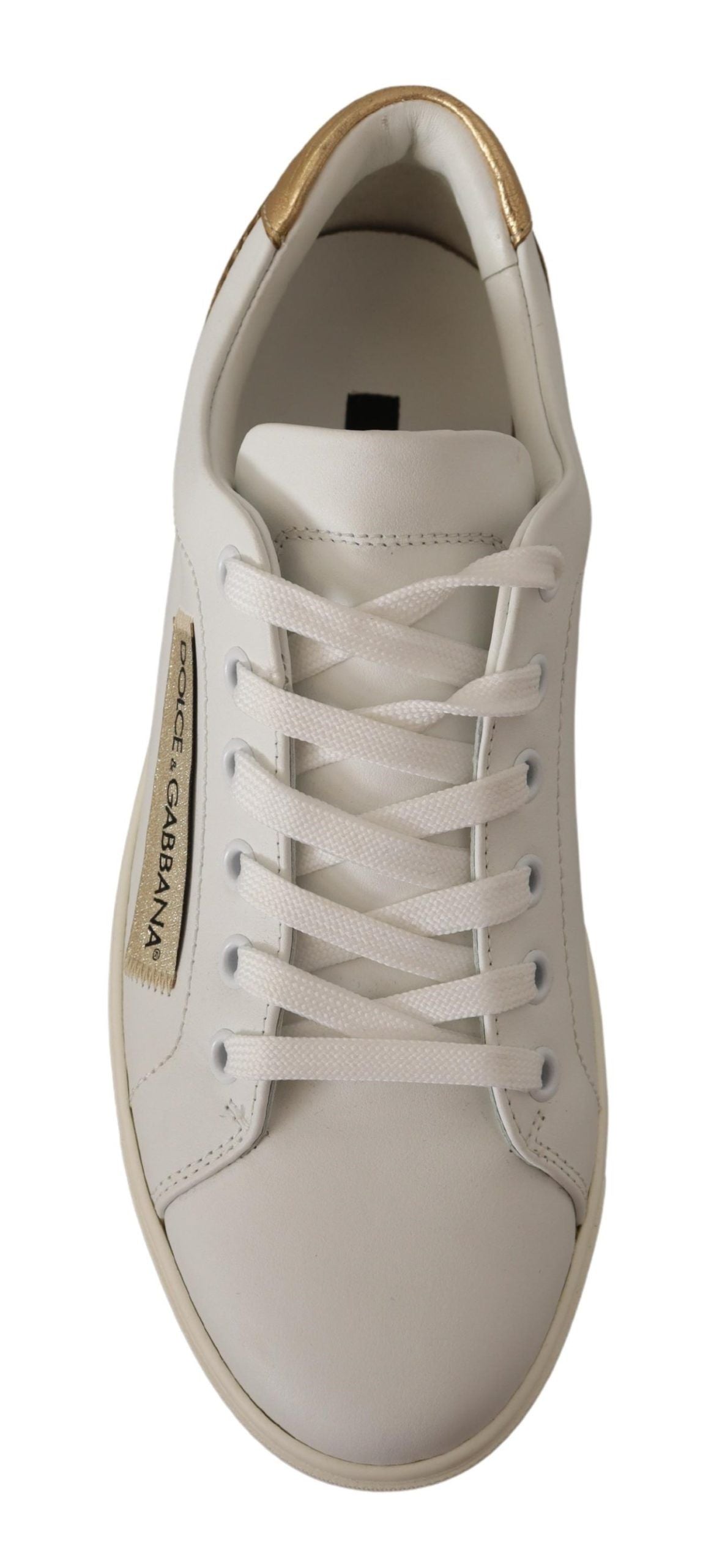 Sneakers basse in pelle oro bianco