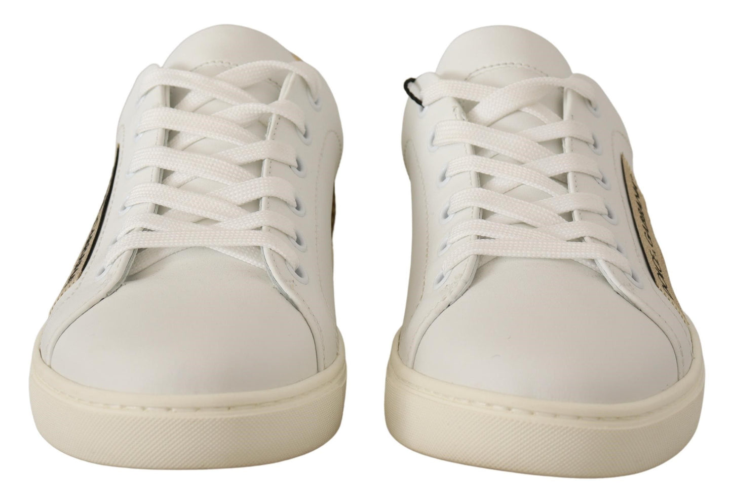 Sneakers basse in pelle oro bianco