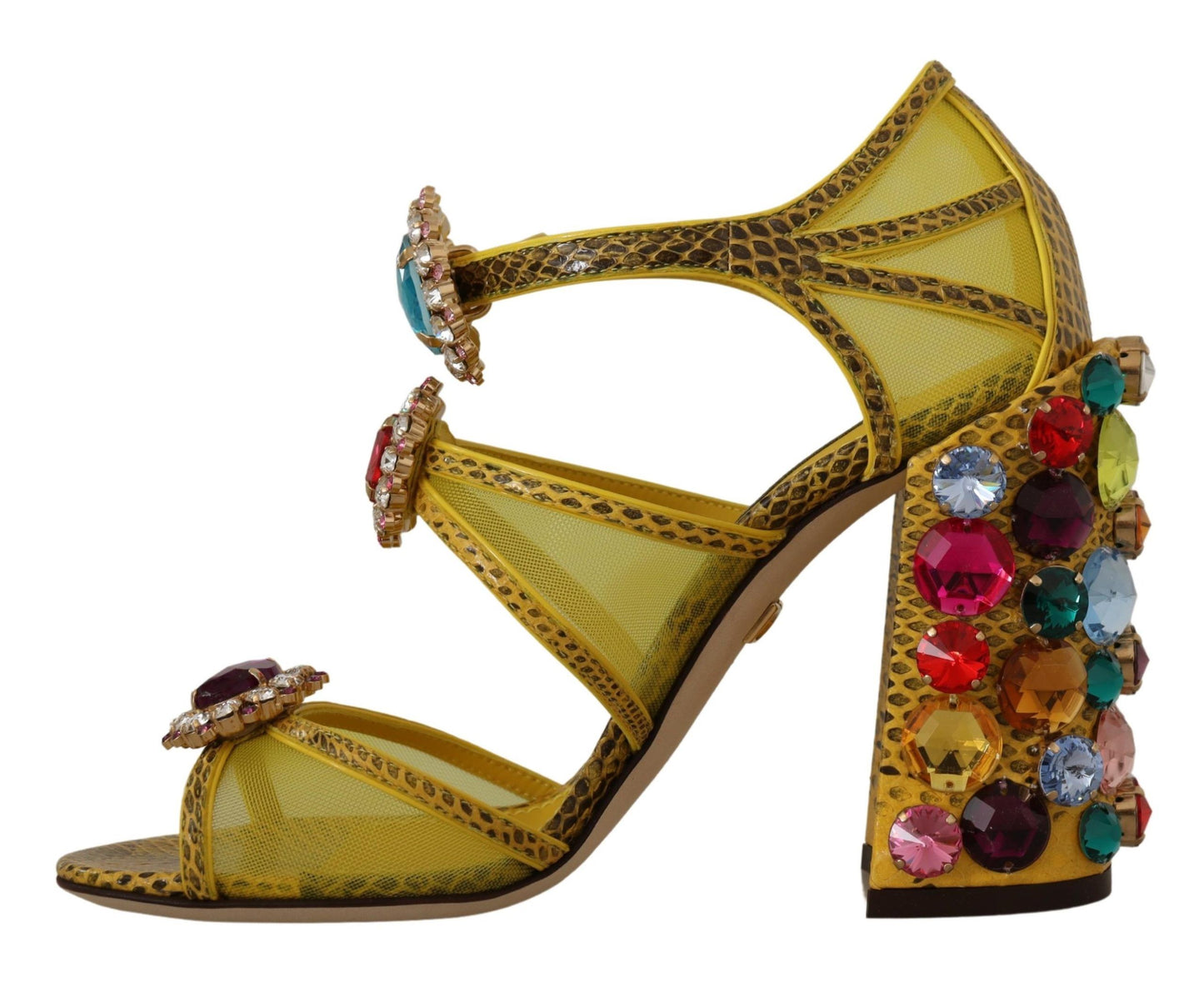 Scarpe con sandali Ayers in cristallo in pelle gialla