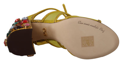 Gelbe Kristall-Ayers-Sandalen aus Leder