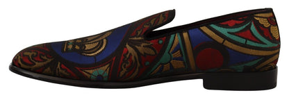 Mehrfarbige Jacquard-Crown-Slipper-Loafer-Schuhe