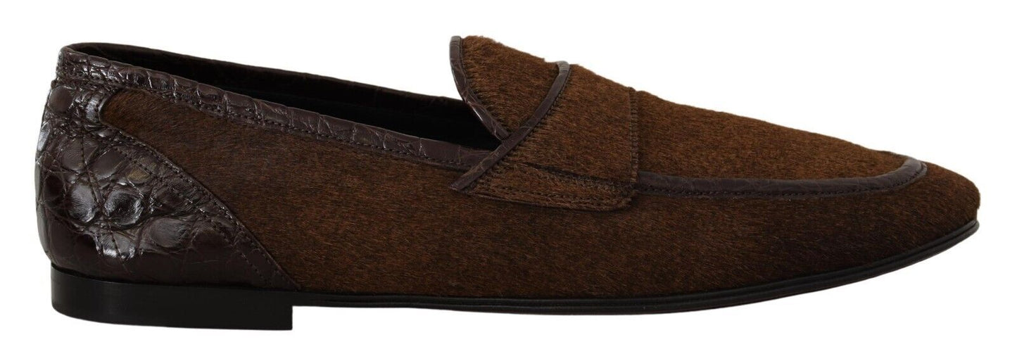 Braune Herren-Slipper aus exotischem Leder