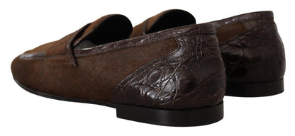 Braune Herren-Slipper aus exotischem Leder