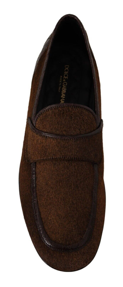 Braune Herren-Slipper aus exotischem Leder