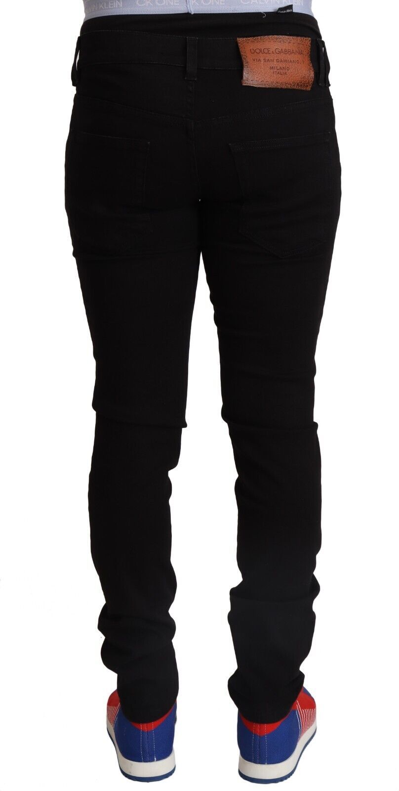 Jeans slim fit in denim da uomo skinny in cotone nero