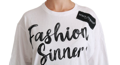 T-shirt bianca in pizzo di cotone Sinner Fashion