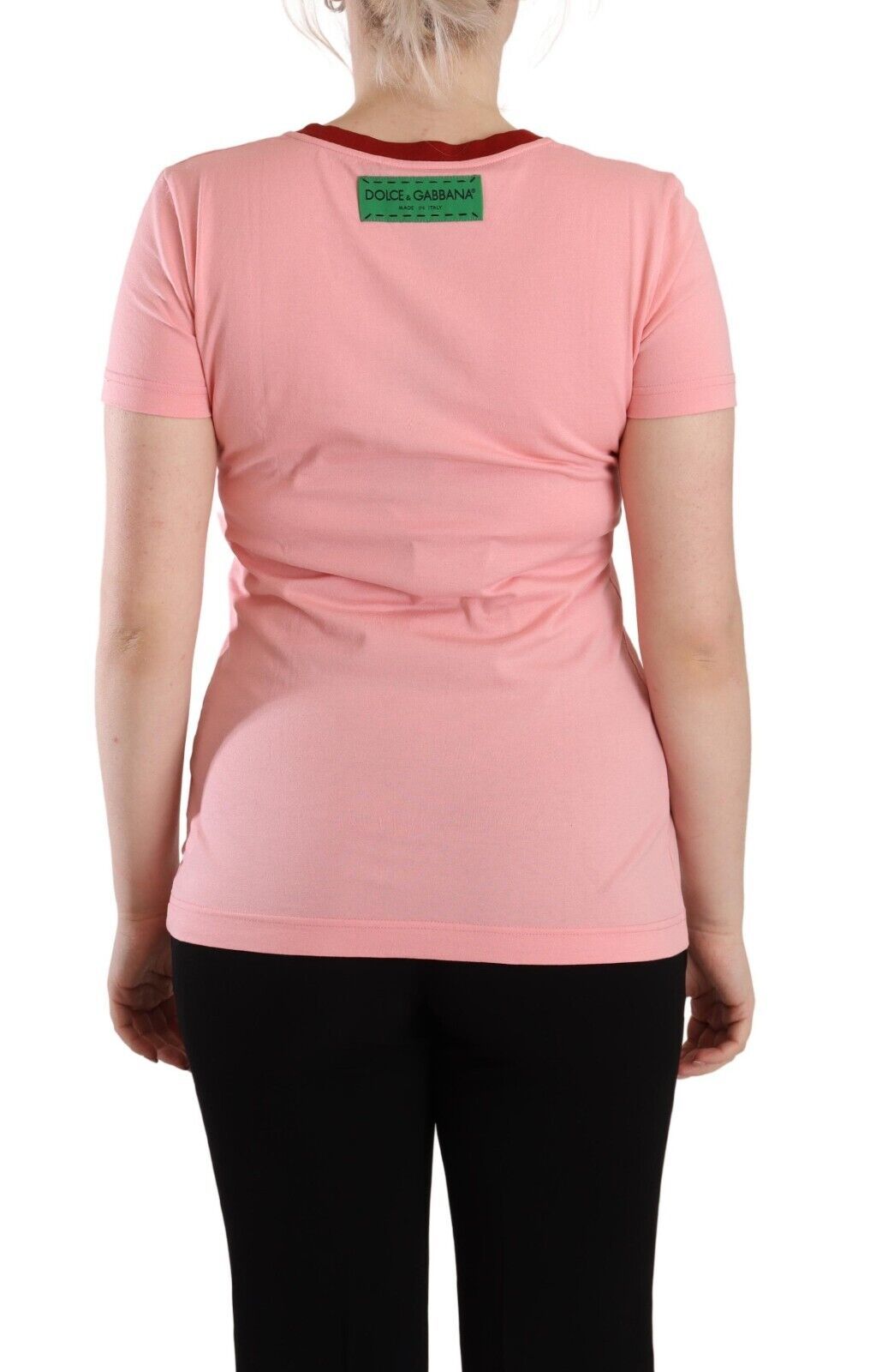 T-shirt girocollo a maniche corte in cotone rosa