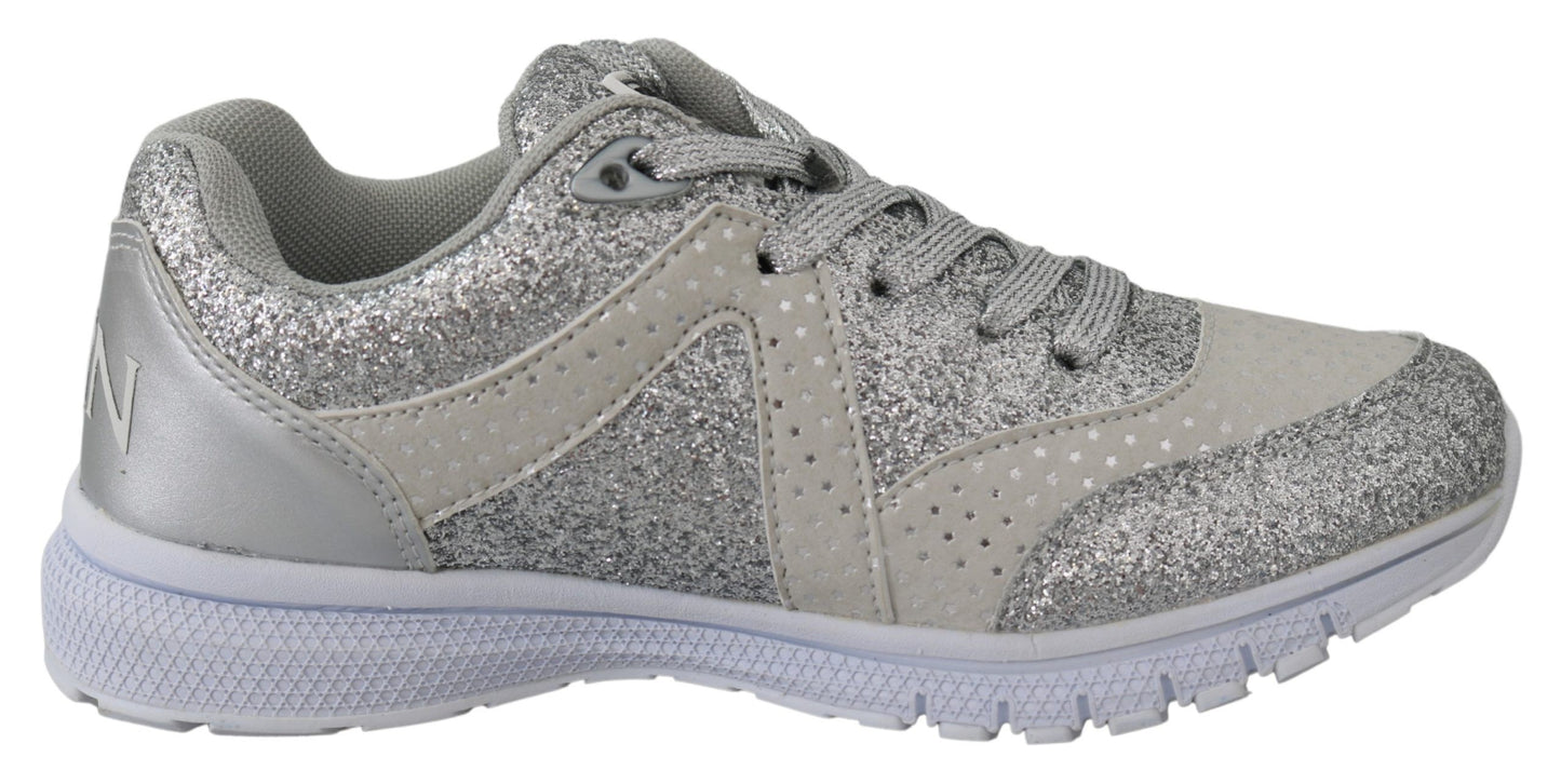 Silver Polyester Runner Jasmines Sneakers Schuhe