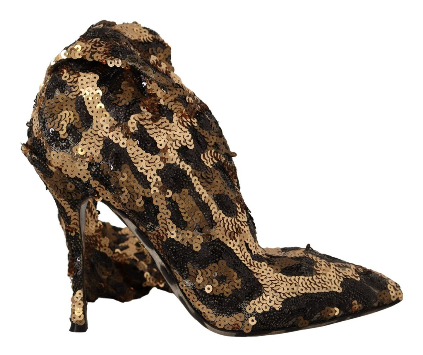 Goldene Leoparden-Pailletten-Absätze, Stiefel, Schuhe