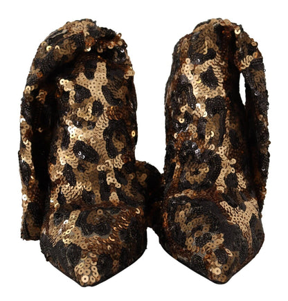 Goldene Leoparden-Pailletten-Absätze, Stiefel, Schuhe