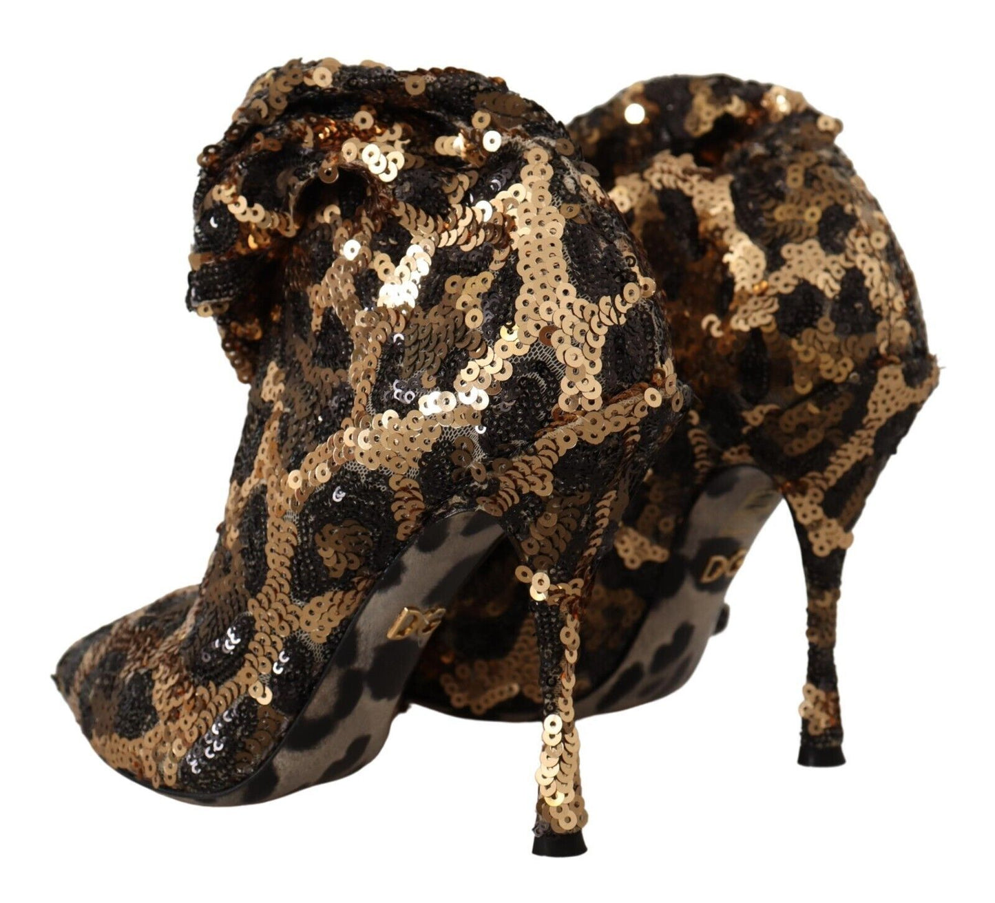 Goldene Leoparden-Pailletten-Absätze, Stiefel, Schuhe