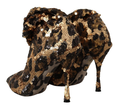 Goldene Leoparden-Pailletten-Absätze, Stiefel, Schuhe